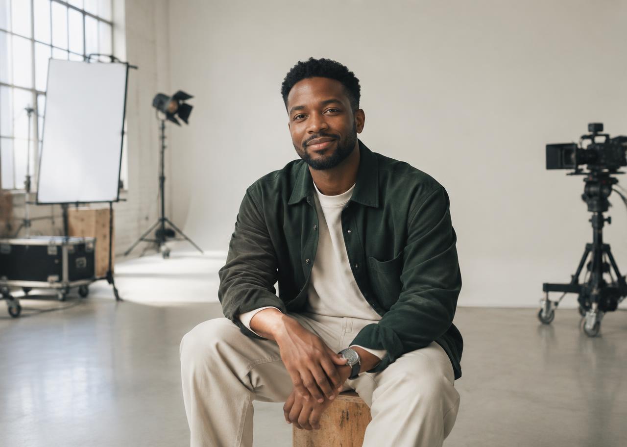 Sam Kiala, Gründer von Sam Kiala Studios, im Filmstudio